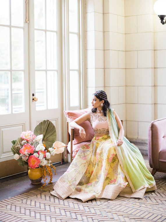 Pastel indian bridal editorial at the Prospect Park boathouse