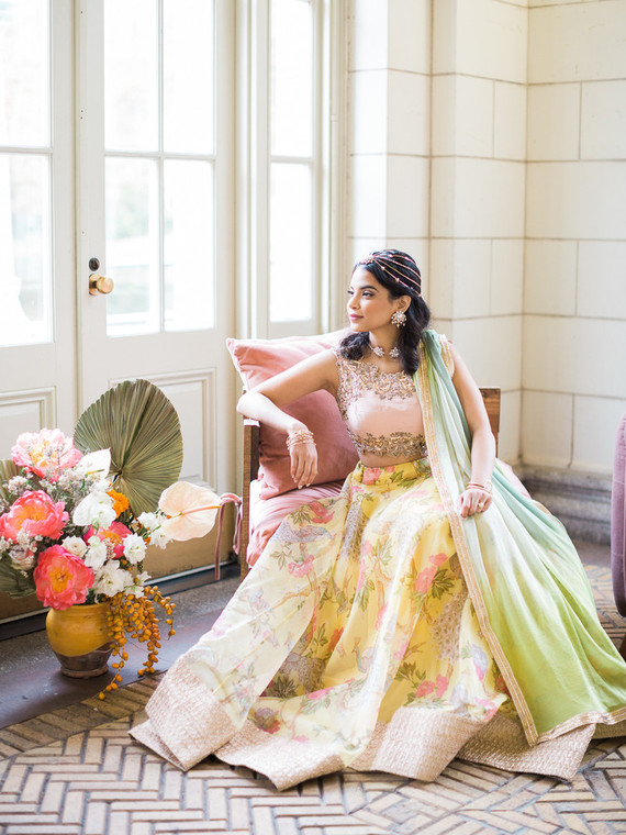 Pastel indian bridal editorial at the Prospect Park boathouse