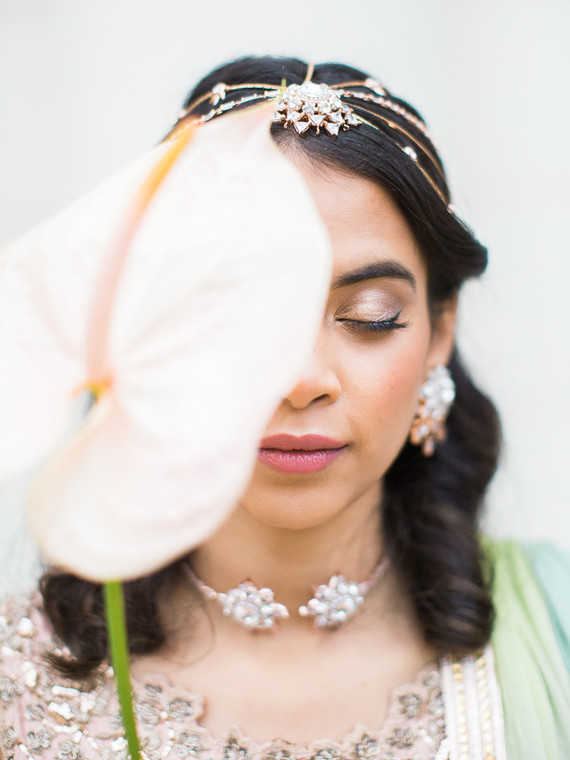 Pastel indian bridal editorial at the Prospect Park boathouse