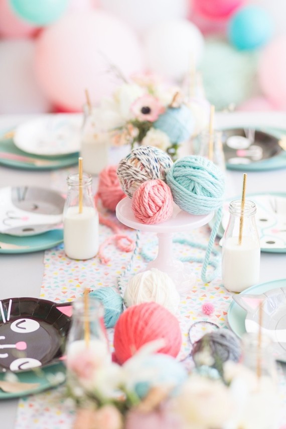 A kitty cat second birthday party with the most incredibly fun decor Inspiration