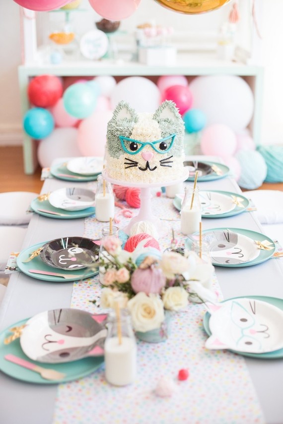 A kitty cat second birthday party with the most incredibly fun decor