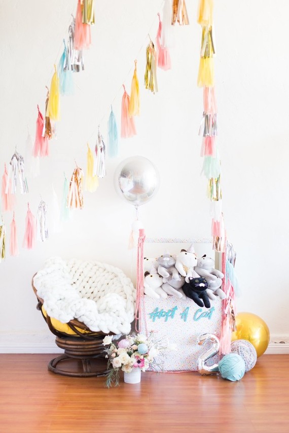 A kitty cat second birthday party with the most incredibly fun decor Inspiration