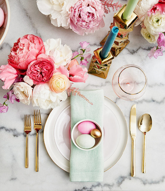 and elegant place setting for spring and easter
