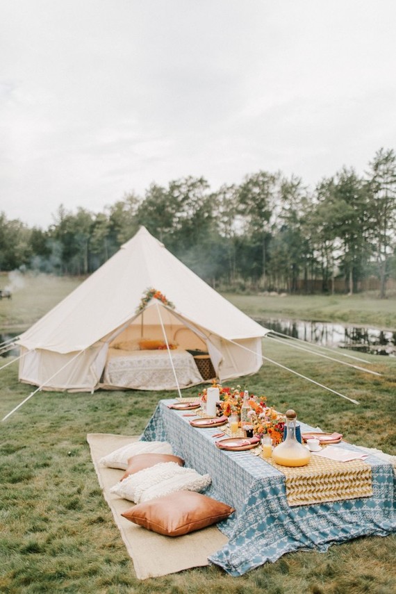 whimsical sunrise glamping elopement in Maine Inspiration