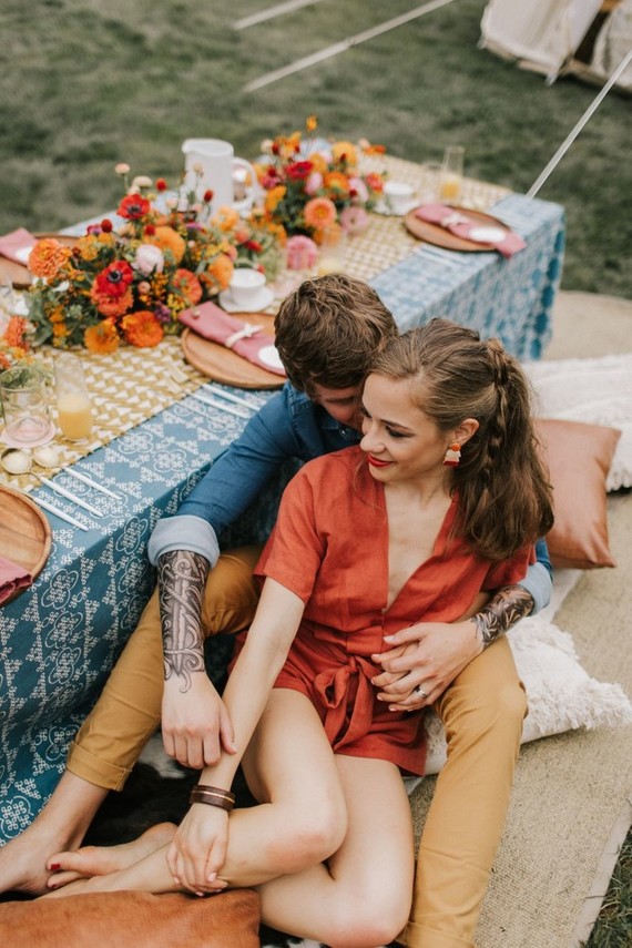 whimsical sunrise glamping elopement in Maine Inspiration