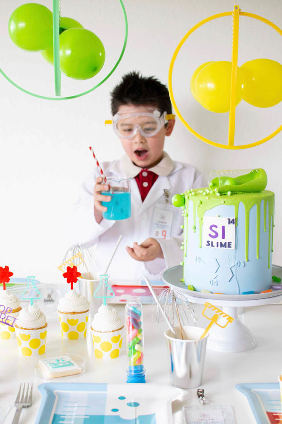 Modern mad scientist themed birthday party ideas