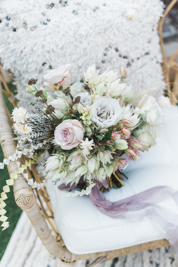 white boho bridal bouquet