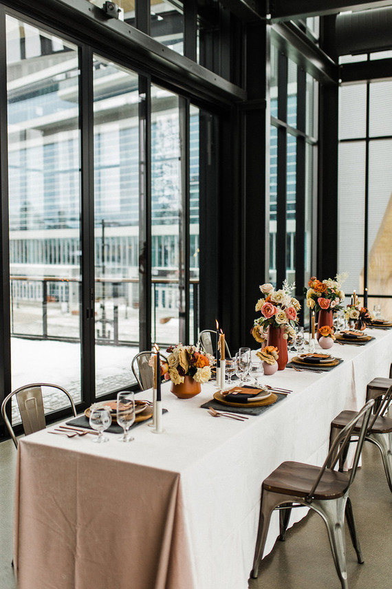 Modern Midwest brewery wedding inspiration with rust and white details Inspiration