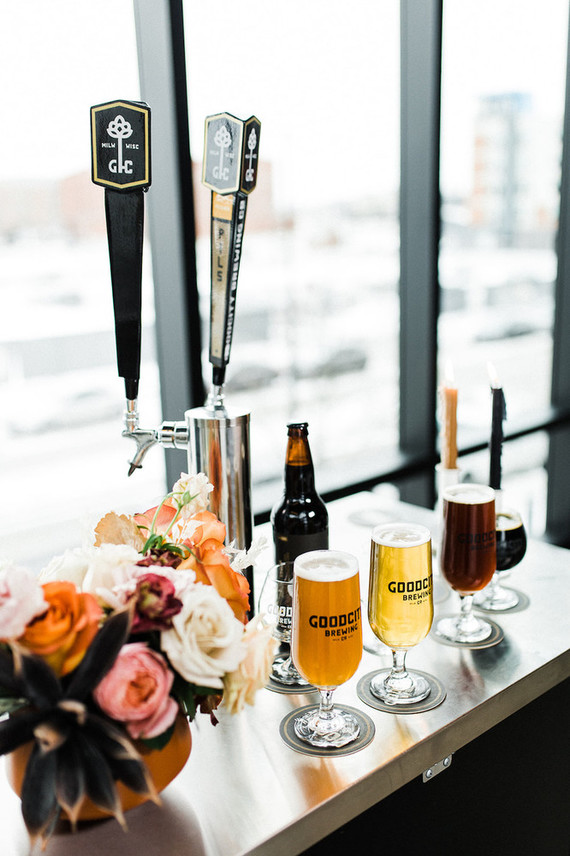 Modern Midwest brewery wedding inspiration with rust and white details