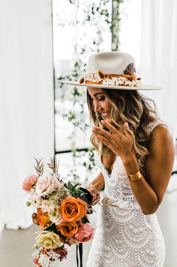 Modern Midwest brewery wedding inspiration with rust and white details