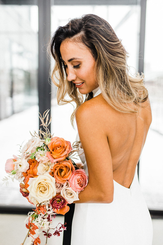 Modern Midwest brewery wedding inspiration with rust and white details Inspiration