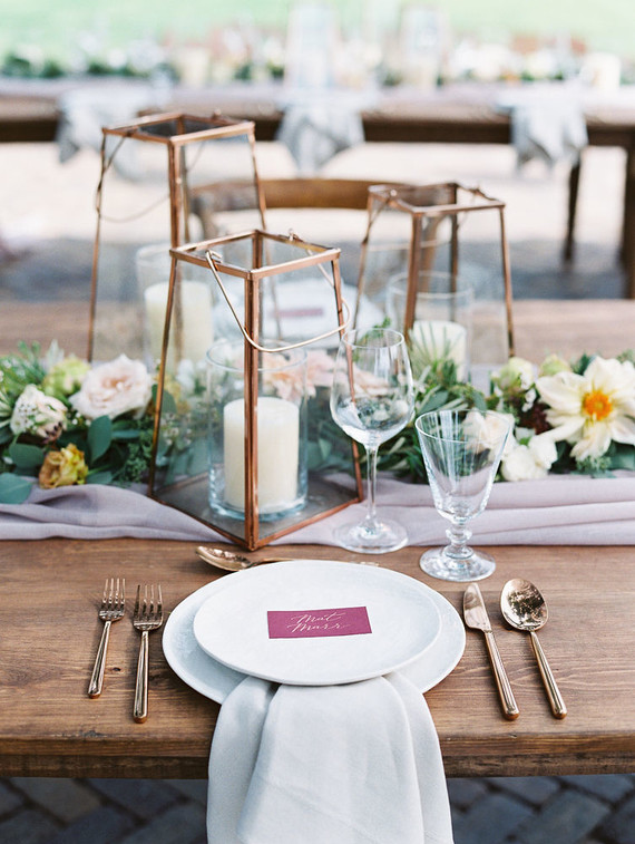 Romantic mauve Maui wedding with the most magical reception setting at Olowalu Plantation House