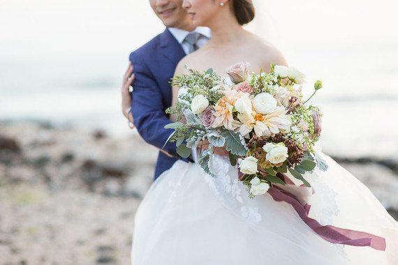 Romantic mauve Maui wedding with the most magical reception setting at Olowalu Plantation House