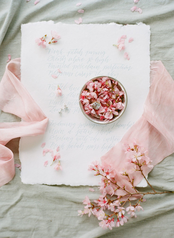 Cherry blossom bridal editorial in Charleston