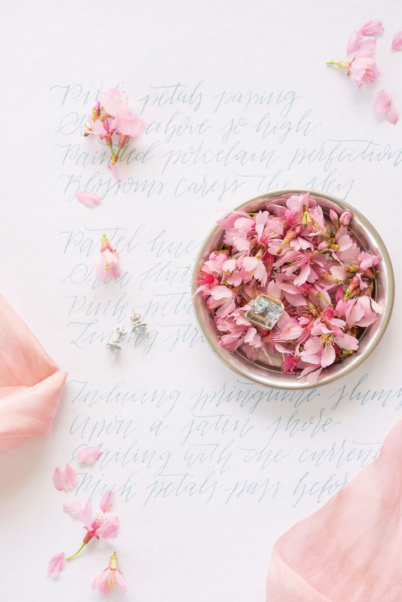 Cherry blossom bridal editorial in Charleston