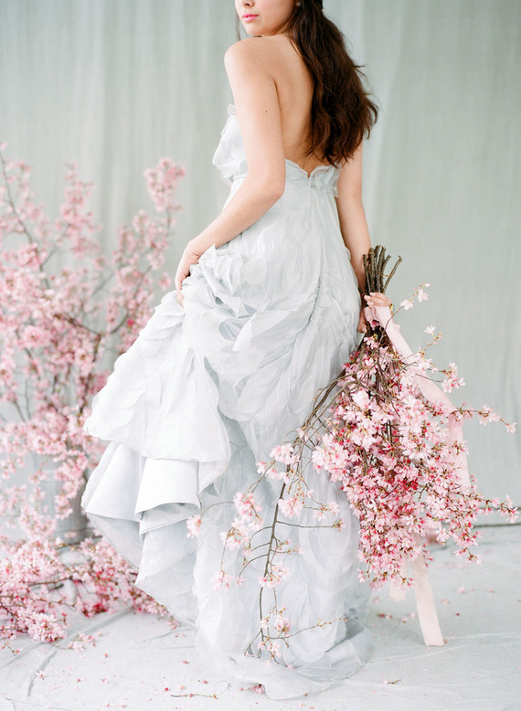 Cherry blossom bridal editorial in Charleston