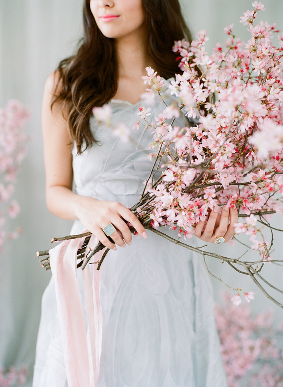 Cherry blossom bridal editorial in Charleston