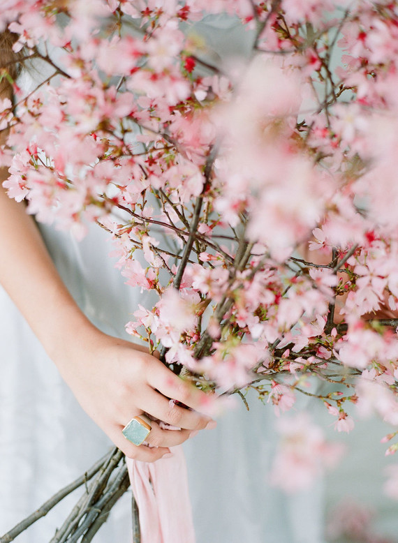 Cherry blossom bridal editorial in Charleston