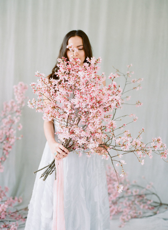 Cherry blossom bridal editorial in Charleston