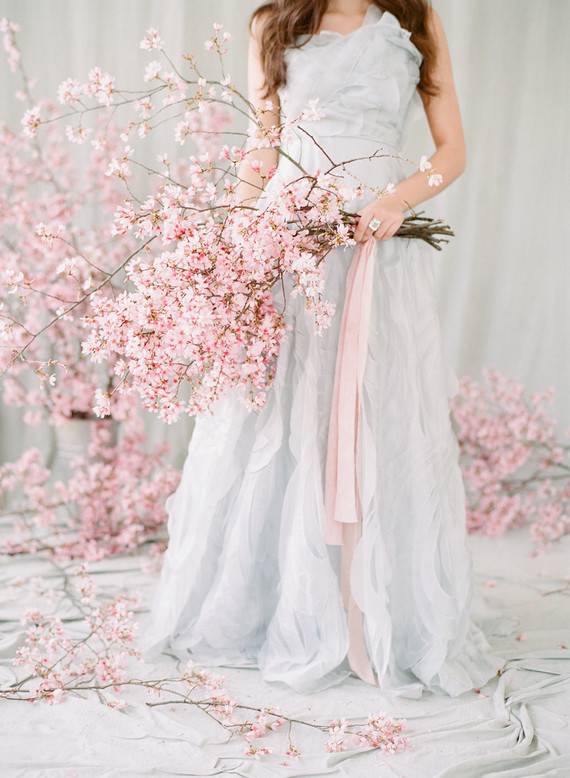 Cherry blossom bridal editorial in Charleston