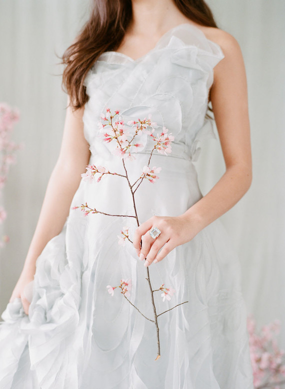 Cherry blossom bridal editorial in Charleston
