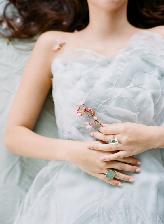 Cherry blossom bridal editorial in Charleston
