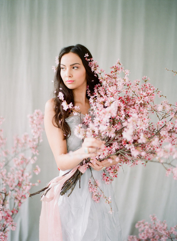 Cherry blossom bridal editorial in Charleston