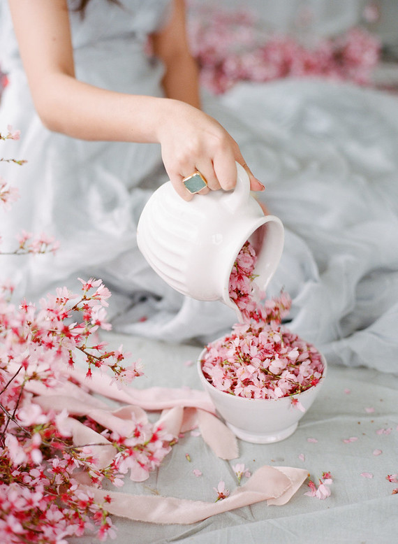 Cherry blossom bridal editorial in Charleston