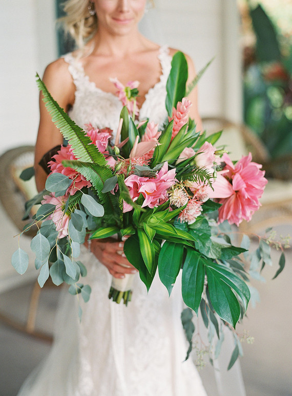huge tropical bridal bouquet