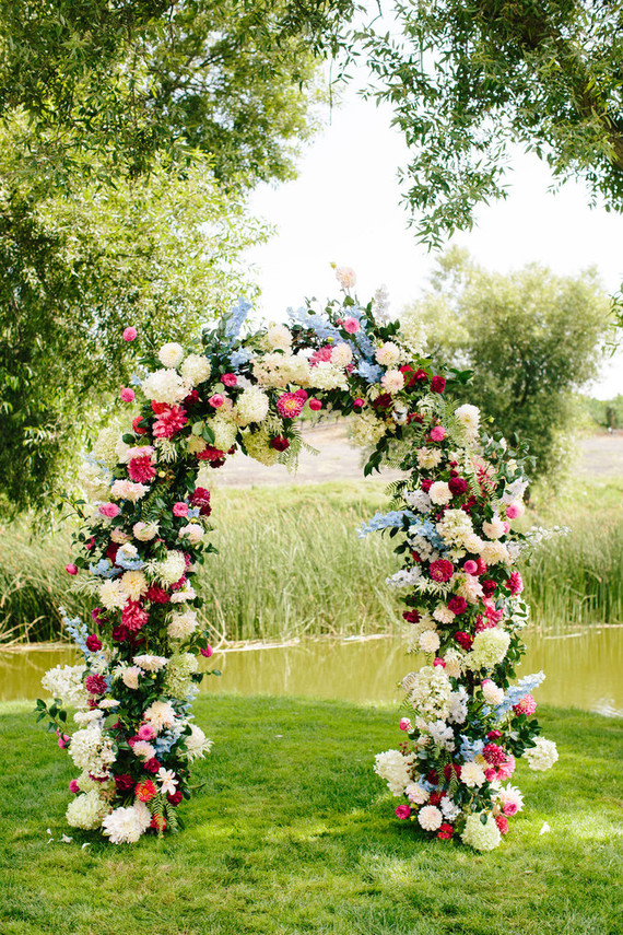 Floral wedding ceremony decor at Greengate Ranch in San Luis Obispo