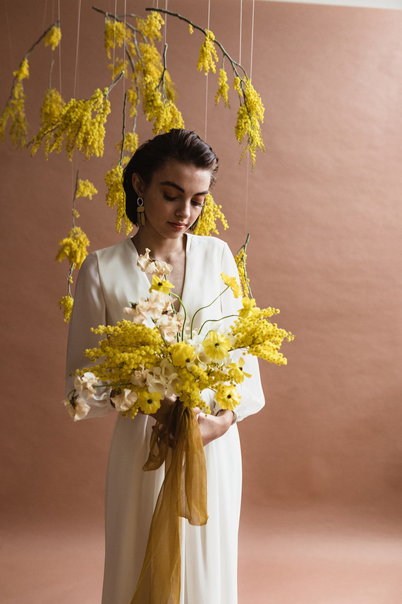 Modern mauve and yellow wedding palette and bridal inspo