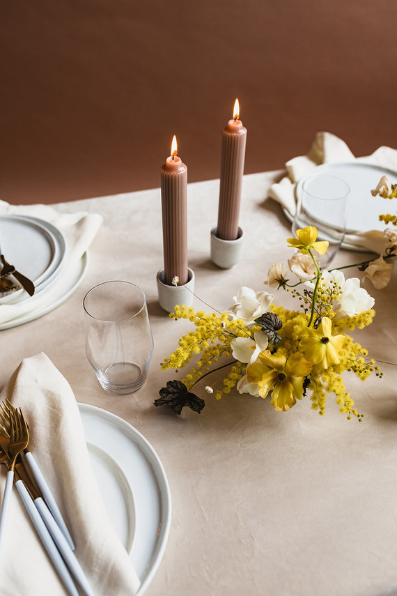 Modern mauve and yellow wedding palette and bridal inspo