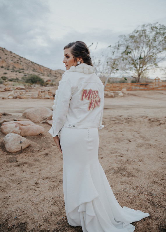 white leather jacket for bride