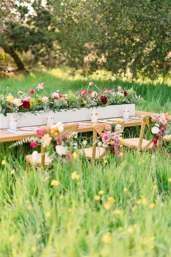 easter brunch picnic in the wildflowers