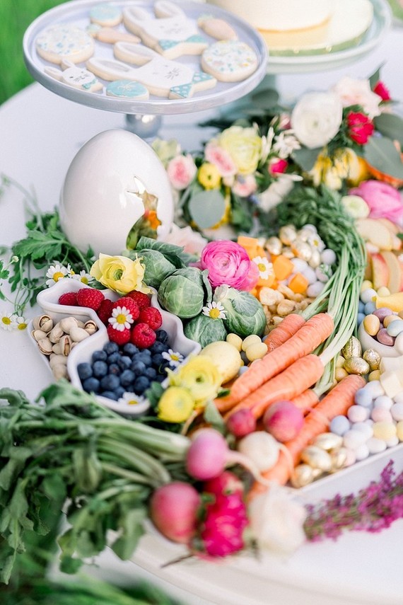 easter brunch picnic in the wildflowers