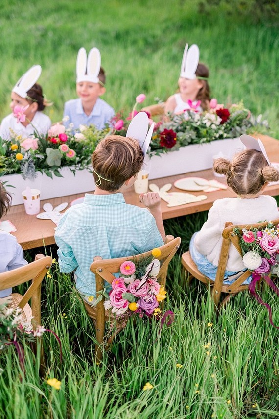 easter brunch picnic in the wildflowers