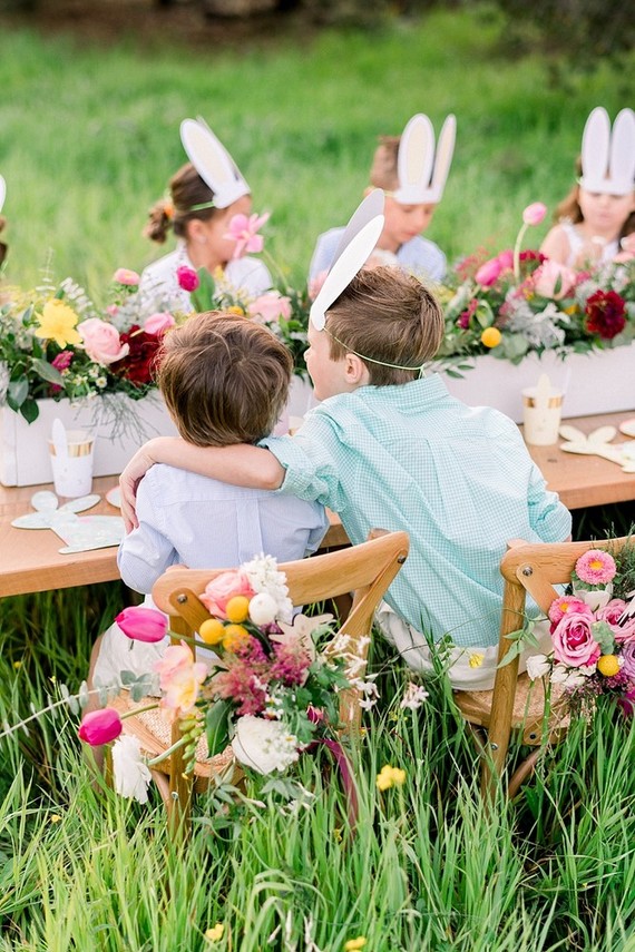 easter brunch picnic in the wildflowers