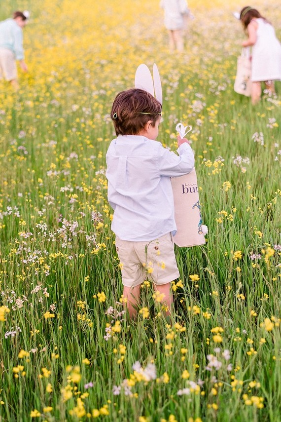 easter brunch picnic in the wildflowers