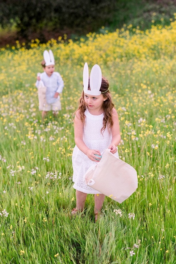 easter brunch picnic in the wildflowers