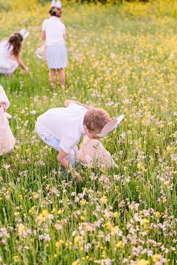 easter brunch picnic in the wildflowers