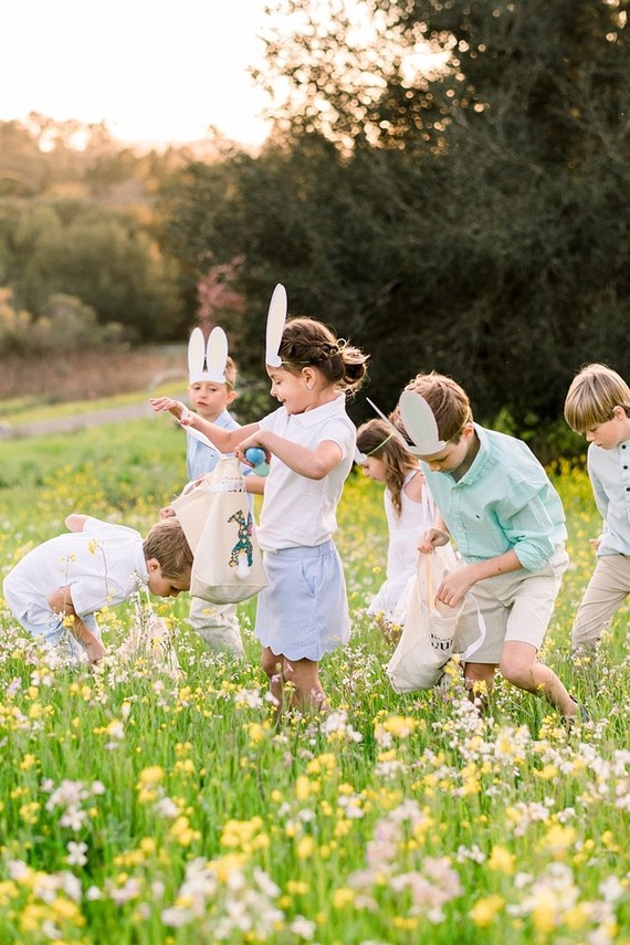 easter brunch picnic in the wildflowers