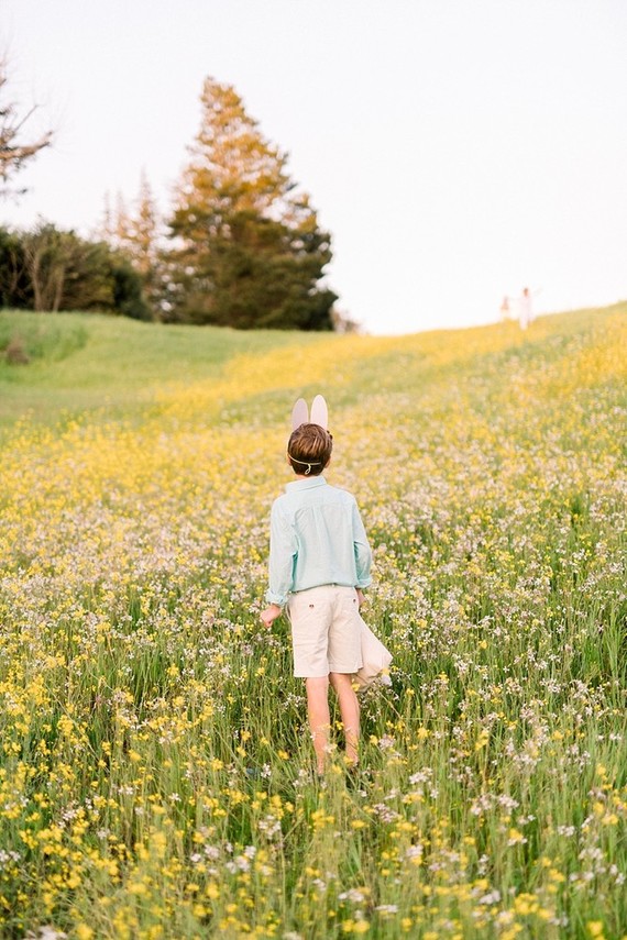 easter brunch picnic in the wildflowers