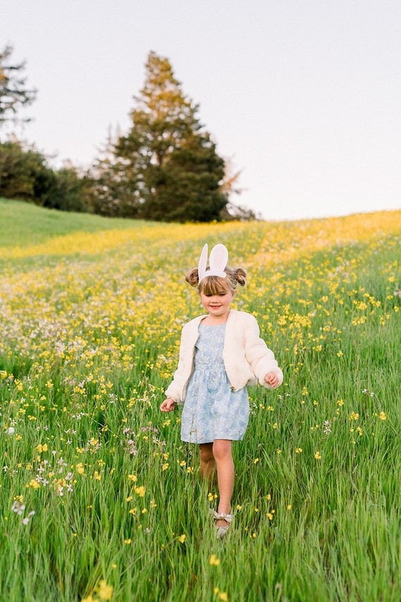 easter brunch picnic in the wildflowers