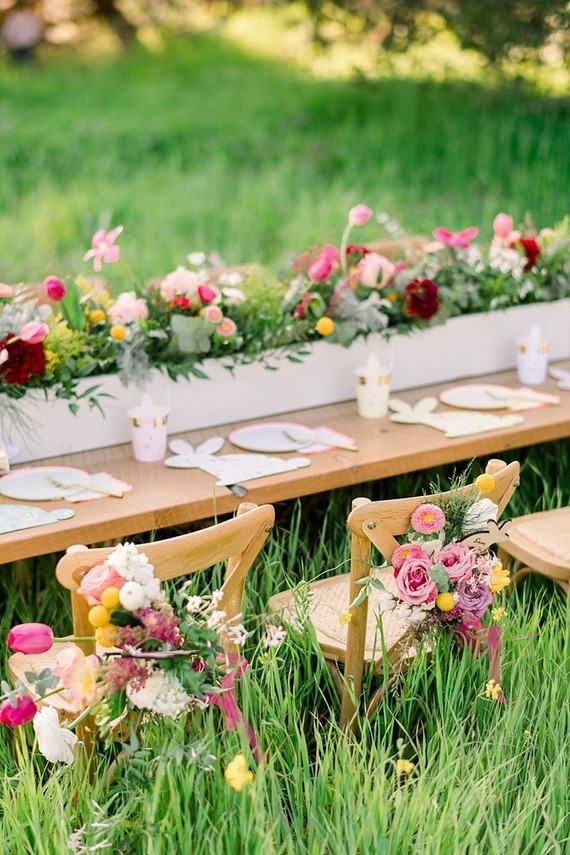 easter brunch picnic in the wildflowers