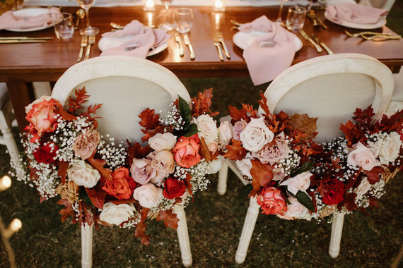 Tropical fall wedding in Thailand with rust and peachy accents