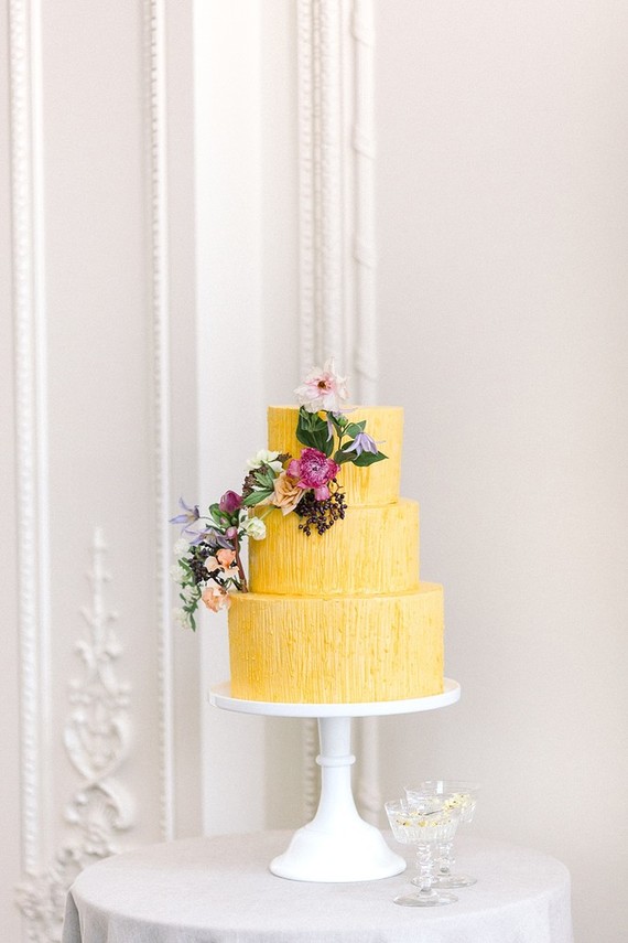 yellow floral wedding cake