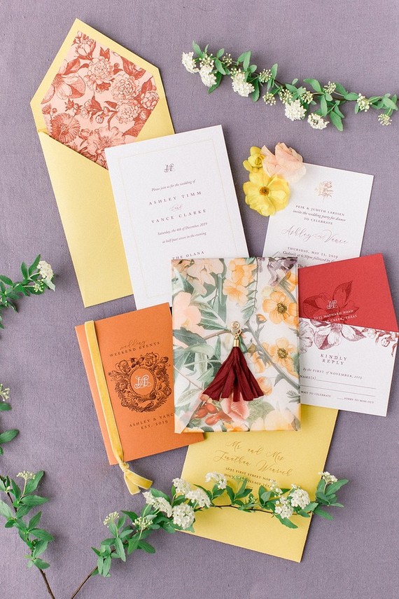 colorful spring wedding invites