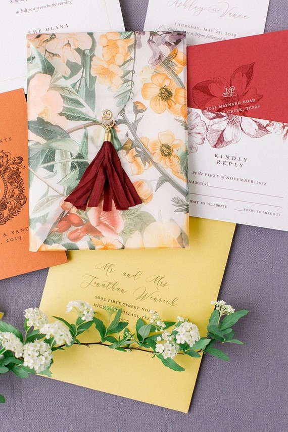 colorful spring wedding invites