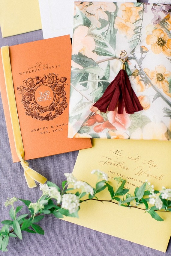 colorful spring wedding invites