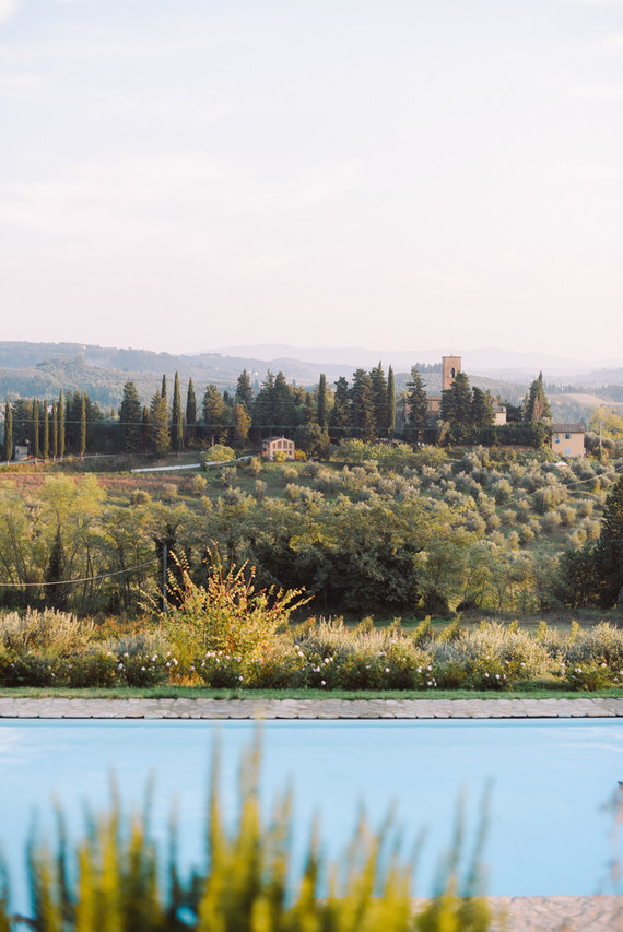 Romantic destination wedding at a pink Tuscan villa